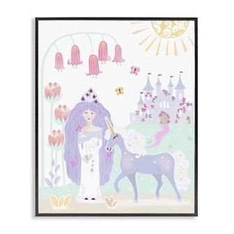 Stupell Home Decor Princess and Unicorn Fairy Tale Castle Framed Wall Art