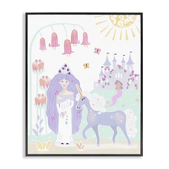 Stupell Home Decor Princess and Unicorn Fairy Tale Castle Framed Wall Art