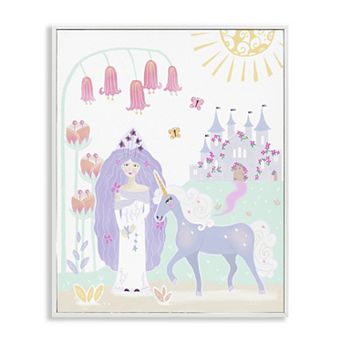 Stupell Home Decor Princess and Unicorn Fairy Tale Castle Framed Wall Art