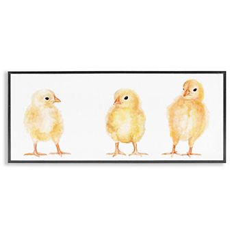 Stupell Home Decor Baby Chick Trio Watercolor Portrait Framed Wall Art