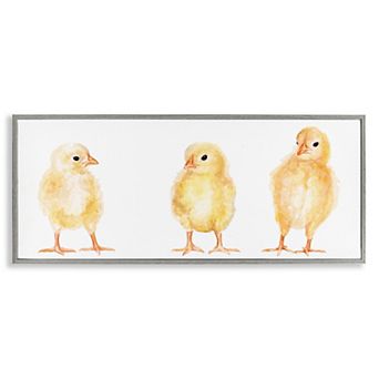 Stupell Home Decor Baby Chick Trio Watercolor Portrait Framed Wall Art