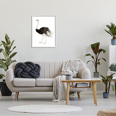 Stupell Home Decor Ostrich Bird Watercolor Portrait Framed Wall Art