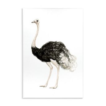 Stupell Home Decor Ostrich Bird Watercolor Portrait Wood Wall Art