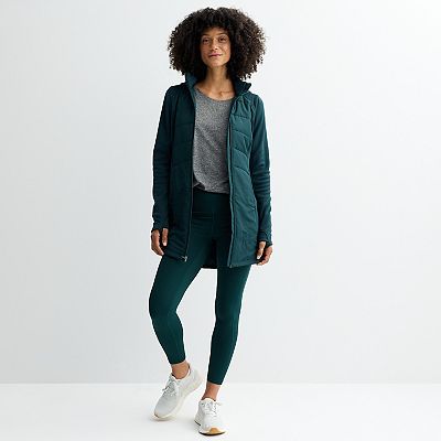 Women's Tek Gear® Hooded Mixed Media Long Jacket