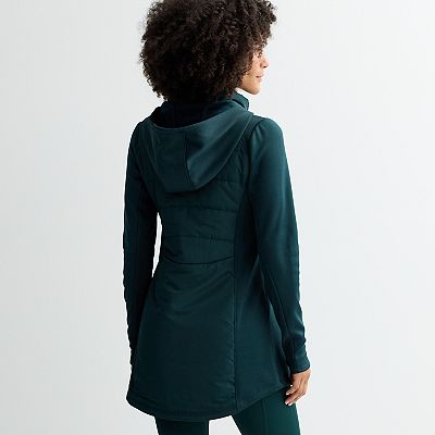 Women's Tek Gear® Hooded Mixed Media Long Jacket