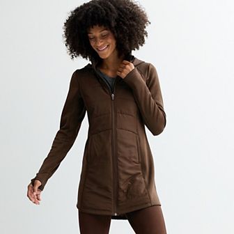 Women's Tek Gear® Hooded Mixed Media Long Jacket