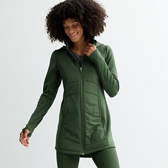 Women's Tek Gear® Hooded Mixed Media Long Jacket