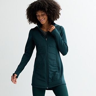 Women's Tek Gear® Hooded Mixed Media Long Jacket