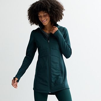 Women's Tek Gear® Hooded Mixed Media Long Jacket