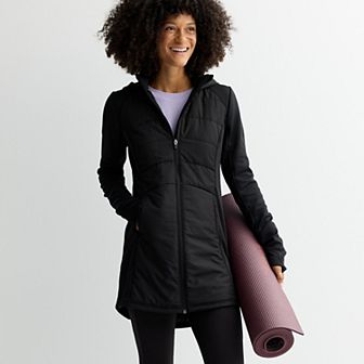 Women's Tek Gear® Hooded Mixed Media Long Jacket