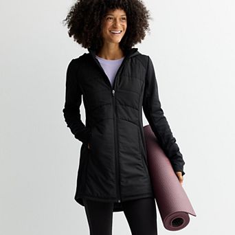 Women's Tek Gear® Hooded Mixed Media Long Jacket