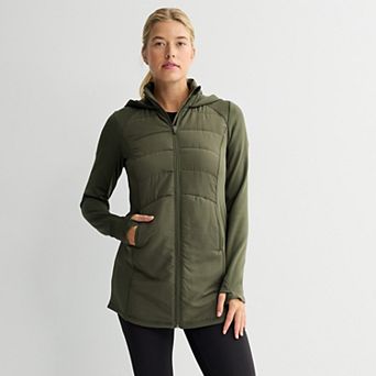 Women's Tek Gear® Hooded Mixed Media Long Jacket