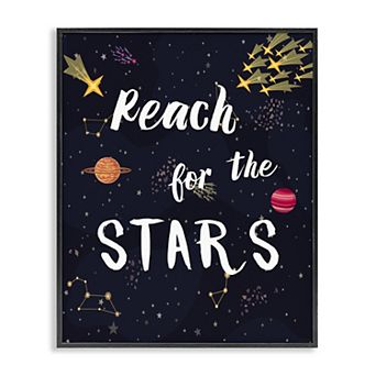 Stupell Home Decor Reach The Stars Motivational Phrase Framed Wall Art
