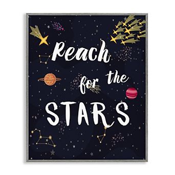Stupell Home Decor Reach The Stars Motivational Phrase Framed Wall Art