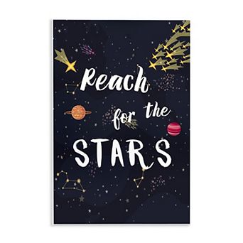 Stupell Home Decor Reach The Stars Motivational Phrase Plaque Wall Art