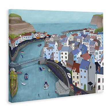 Stupell Home Decor Bay Harbor Town Port Building Canvas Wall Art