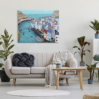 Stupell Home Decor Bay Harbor Town Port Building Canvas Wall Art