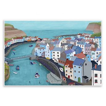 Stupell Home Decor Bay Harbor Town Port Building Plaque Wall Art