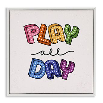 Stupell Home Decor Play All Day Phrase Funk Framed Wall Art