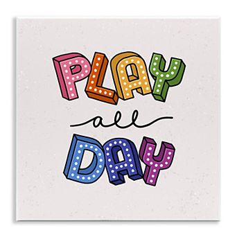 Stupell Home Decor Play All Day Funk Kids Plaque Wall Art