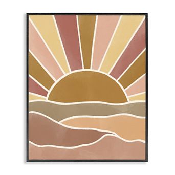 Stupell Home Decor Boho Hilly Sunrise Beams Geometric Framed Wall Art