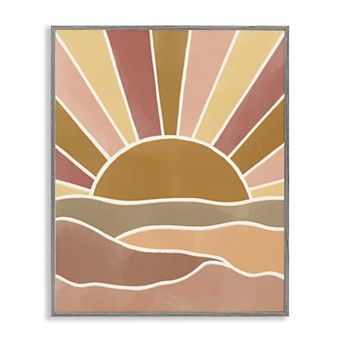 Stupell Home Decor Boho Hilly Sunrise Beams Geometric Framed Wall Art