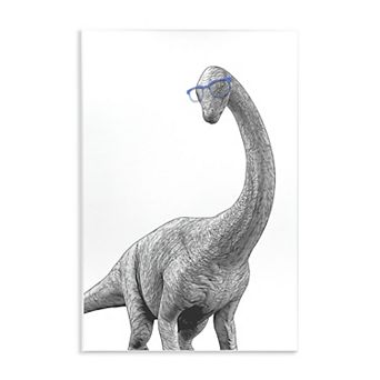 Stupell Home Decor Longneck Dinosaur with Glasses Plaque Wall Art