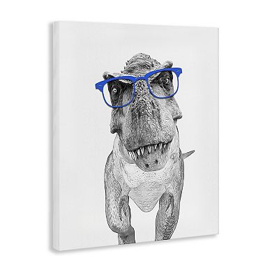 Stupell Home Decor T-Rex Dinosaur with Glasses Canvas Wall Art