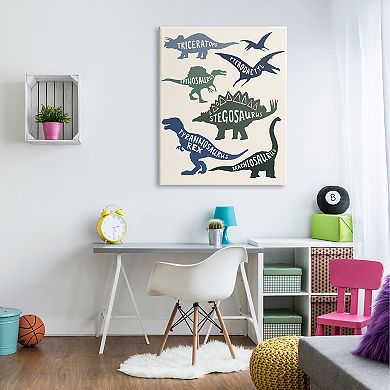 Stupell Home Decor Dinosaur Silhouette Types Canvas Wall Art