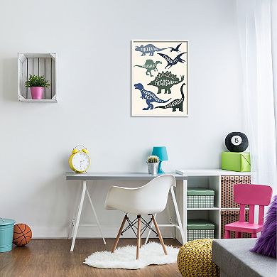 Stupell Home Decor Dinosaur Silhouette Types Framed Canvas Wall Art