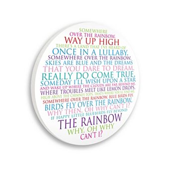 Stupell Home Decor Rainbow Typography Circle Wood Wall Art