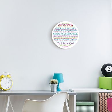 Stupell Home Decor Rainbow Typography Circle Wood Wall Art
