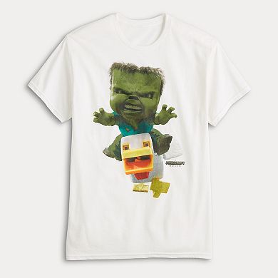 Men's Minecraft Movie Zombie Chicken Jockey Attack Graphic Tee
