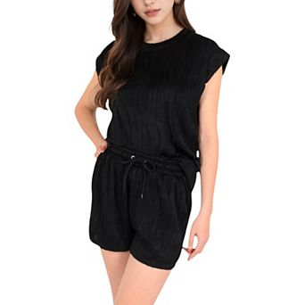 Women's Sleeveless Two-Piece Lounge Set with Rolled Hem Shorts