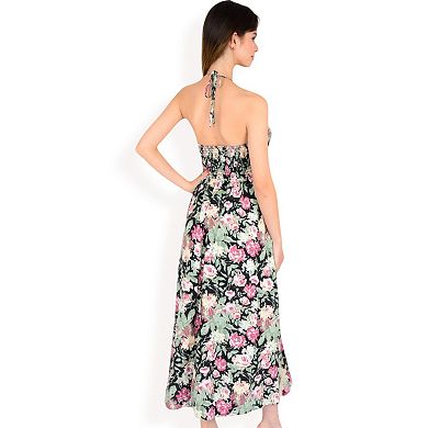 Women's Floral Print Spaghetti Strap Maxi Dress with Flowy Silhouette