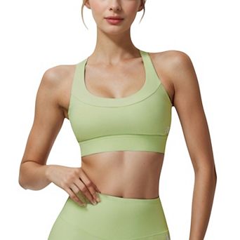 Women's Ribbed Scoop Neck Sports Bra with Wide Straps