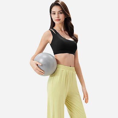 Women's One Shoulder Cut-Out Sports Bra with Asymmetrical Design