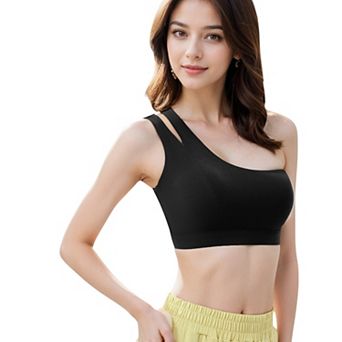 Women's One Shoulder Cut-Out Sports Bra with Asymmetrical Design