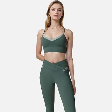 Women's Dual Strap Sports Bra with V-Neck Design