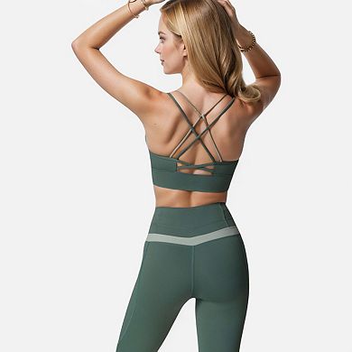 Women's Dual Strap Sports Bra with V-Neck Design