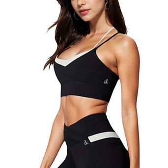 Women's Dual Strap Sports Bra with V-Neck Design