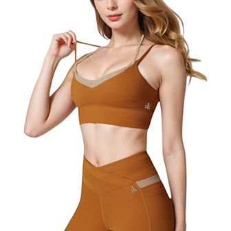 Women's Dual Strap Sports Bra with V-Neck Design