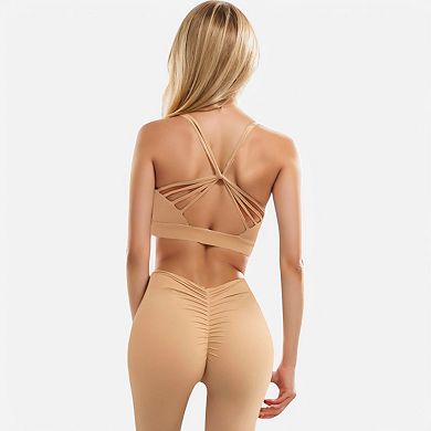 Women's Strappy Back Sports Bra with Crisscross Design