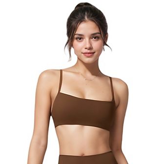 Women's Asymmetrical Neck Sports Bra with Thin Straps