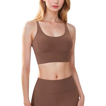 Women's Strappy Back Sports Bra with Contrast Detail and Scoop Neck