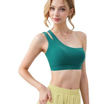 Women's One Shoulder Cut-Out Sports Bra with Asymmetrical Design