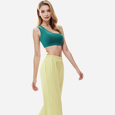 Women's One Shoulder Cut-Out Sports Bra with Asymmetrical Design