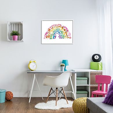 Stupell Home Decor Mixed Rainbow Animals Arched Framed Wall Art