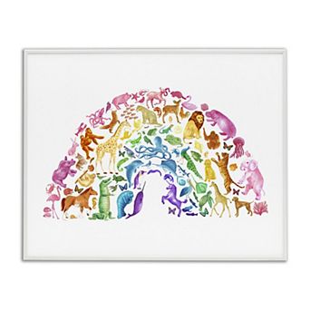 Stupell Home Decor Mixed Rainbow Animals Arched Framed Wall Art