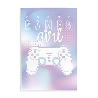 Stupell Home Decor Video Game Controller Gamer Girl Typography Plaque Wall Art